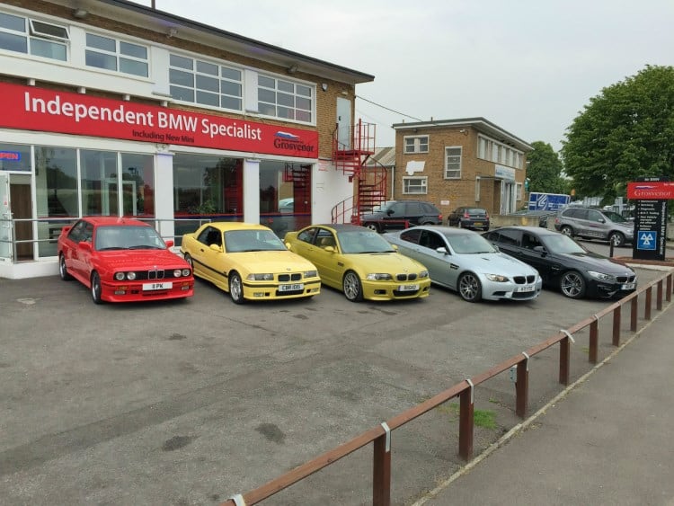 BMW Evolution of the M3 outside Grosvenor Motor Company 2